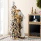 Glitzhome 4ft Oversized Christmas Woodland Santa with 5ft Lighted Flocked Artificial Christmas Tree