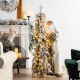 Glitzhome 4ft Oversized Christmas Woodland Santa with 5ft Lighted Flocked Artificial Christmas Tree