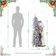 Glitzhome 4ft Oversized Christmas Woodland Santa with 5ft Lighted Flocked Artificial Christmas Tree
