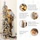 Glitzhome 4ft Oversized Christmas Woodland Santa with 5ft Lighted Flocked Artificial Christmas Tree