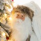 Glitzhome 4ft Oversized Christmas Woodland Santa with 5ft Lighted Flocked Artificial Christmas Tree