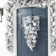 Glitzhome 30"H Christmas Silver & White Ornament and Berry Teardrop