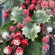 Glitzhome 24"D Christmas Red Pomegranate Berry & Holy Leaf Wreath