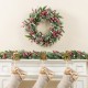 Glitzhome 24"D Christmas Red Pomegranate Berry & Holy Leaf Wreath