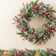 Glitzhome 24"D Christmas Red Pomegranate Berry & Holy Leaf Wreath