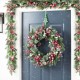 Glitzhome 24"D Christmas Red Pomegranate Berry & Holy Leaf Wreath
