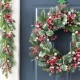 Glitzhome 24"D Christmas Red Pomegranate Berry & Holy Leaf Wreath