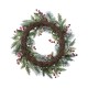Glitzhome 24"D Christmas Red Pomegranate Berry & Holy Leaf Wreath