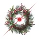 Glitzhome 24"D Christmas Red Pomegranate Berry & Holy Leaf Wreath