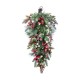 Glitzhome 28"H Christmas Red Pomegranate Berry & Holy Leaf Teardrop