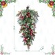 Glitzhome 28"H Christmas Red Pomegranate Berry & Holy Leaf Teardrop