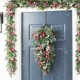 Glitzhome 28"H Christmas Red Pomegranate Berry & Holy Leaf Teardrop