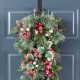 Glitzhome 28"H Christmas Red Pomegranate Berry & Holy Leaf Teardrop