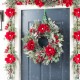 Glitzhome 24"D Christmas Red  Mangnolia & Berry Wreath