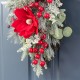 Glitzhome 28"H Christmas Red  Mangnolia & Berry Teardrop