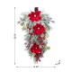 Glitzhome 28"H Christmas Red  Mangnolia & Berry Teardrop