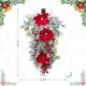 Glitzhome 28"H Christmas Red  Mangnolia & Berry Teardrop