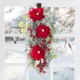 Glitzhome 28"H Christmas Red  Mangnolia & Berry Teardrop