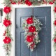 Glitzhome 28"H Christmas Red  Mangnolia & Berry Teardrop