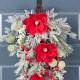 Glitzhome 28"H Christmas Red  Mangnolia & Berry Teardrop