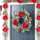 Glitzhome 6FT Christmas Red  Mangnolia & Berry Garland
