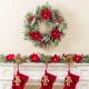 Glitzhome 6FT Christmas Red  Mangnolia & Berry Garland