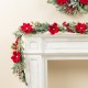 Glitzhome 6FT Christmas Red  Mangnolia & Berry Garland