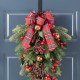 Glitzhome 28"H Christmas Bell, Pinecone & Berry Bow Teardrop
