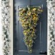 Glitzhome 3ft Pre-Lit Frosted Greenery Pinecones Christmas Teardrop, with 50 C3 Clear LED Lights and Timer, Three Function