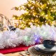 Glitzhome 9ft Pre-Lit Snow Flocked White Pine Christmas Garland,with 50 Warm White/Multi-color G15  Globe LED Lights and Timer,8 Function