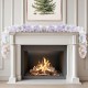 Glitzhome 9ft Pre-Lit Snow Flocked White Pine Christmas Garland,with 50 Warm White/Multi-color G15  Globe LED Lights and Timer,8 Function