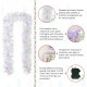 Glitzhome 9ft Pre-Lit Snow Flocked White Pine Christmas Garland,with 50 Warm White/Multi-color G15  Globe LED Lights and Timer,8 Function
