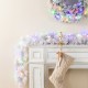 Glitzhome Set of 2 6ft Pre-Lit Snow Flocked White Pine Christmas Garland,with 35 Warm White/Multi-color G15 Globe LED Lights and Timer,8 Function