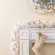 Glitzhome Set of 2 6ft Pre-Lit Snow Flocked White Pine Christmas Garland,with 35 Warm White/Multi-color G15 Globe LED Lights and Timer,8 Function