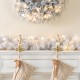Glitzhome Set of 2 6ft Pre-Lit Snow Flocked White Pine Christmas Garland,with 35 Warm White/Multi-color G15 Globe LED Lights and Timer,8 Function