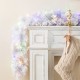 Glitzhome Set of 2 6ft Pre-Lit Snow Flocked White Pine Christmas Garland,with 35 Warm White/Multi-color G15 Globe LED Lights and Timer,8 Function