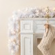 Glitzhome Set of 2 6ft Pre-Lit Snow Flocked White Pine Christmas Garland,with 35 Warm White/Multi-color G15 Globe LED Lights and Timer,8 Function