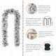Glitzhome 9ft Pre-Lit Snow Flocked Greenery Pine Christmas Garland, with 70 Warm White/Multi-color C3 Clear LED Lights and Timer,8 Function