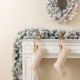 Glitzhome Set of 2 6ft Pre-Lit Snow Flocked Greenery Pine Christmas Garland, with 50 Warm White/Multi-color C3 Clear LED Lights and Timer,8 Function