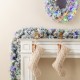 Glitzhome Set of 2 6ft Pre-Lit Snow Flocked Greenery Pine Christmas Garland, with 50 Warm White/Multi-color C3 Clear LED Lights and Timer,8 Function