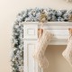 Glitzhome Set of 2 6ft Pre-Lit Snow Flocked Greenery Pine Christmas Garland, with 50 Warm White/Multi-color C3 Clear LED Lights and Timer,8 Function