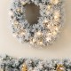 Glitzhome 24"D Pre-Lit Snow Flocked Greenery Pine Christmas Wreath,with 50 White/Multi-color C3 Clear LED Lights and Timer,8 Function