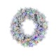 Glitzhome 24"D Pre-Lit Snow Flocked Greenery Pine Christmas Wreath,with 50 White/Multi-color C3 Clear LED Lights and Timer,8 Function