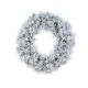 Glitzhome 24"D Pre-Lit Snow Flocked Greenery Pine Christmas Wreath,with 50 White/Multi-color C3 Clear LED Lights and Timer,8 Function