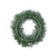 Glitzhome 24"D Pre-Lit Snow Flocked Greenery Pine Christmas Wreath,with 50 White/Multi-color C3 Clear LED Lights and Timer,8 Function