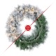 Glitzhome 24"D Pre-Lit Snow Flocked Greenery Pine Christmas Wreath,with 50 White/Multi-color C3 Clear LED Lights and Timer,8 Function