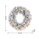 Glitzhome 24"D Pre-Lit Snow Flocked Greenery Pine Christmas Wreath,with 50 White/Multi-color C3 Clear LED Lights and Timer,8 Function