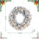 Glitzhome 24"D Pre-Lit Snow Flocked Greenery Pine Christmas Wreath,with 50 White/Multi-color C3 Clear LED Lights and Timer,8 Function