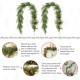 Glitzhome Set of 2 6ft Christmas Greenery PE Dripping Cedar Garland with Red Berries