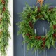 Glitzhome 24"D Christmas Greenery PE Dripping Cedar  Wreath with Red Berries